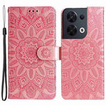 Full Protection Phone Case For Oppo Reno8 5G (Global Version), Sunflower Imprinted PU Leather Stand Anti-scratch Phone Flip Wallet Cover with Strap