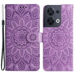 Full Protection Phone Case For Oppo Reno8 5G (Global Version), Sunflower Imprinted PU Leather Stand Anti-scratch Phone Flip Wallet Cover with Strap