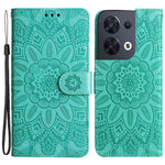 Full Protection Phone Case For Oppo Reno8 5G (Global Version), Sunflower Imprinted PU Leather Stand Anti-scratch Phone Flip Wallet Cover with Strap