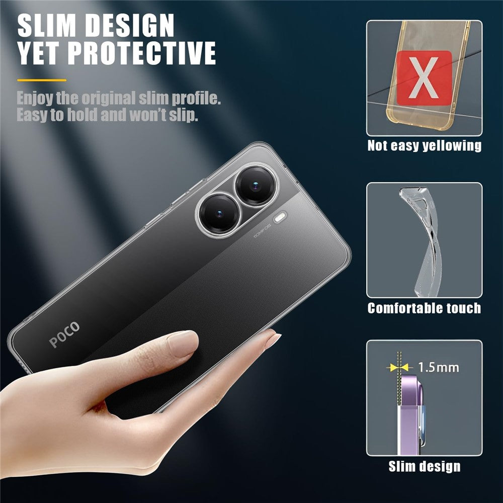 For Xiaomi Poco X7 Pro 5G Case Flexible TPU Phone Cover with 2PCS 2.5D Arc Tempered Glass Film
