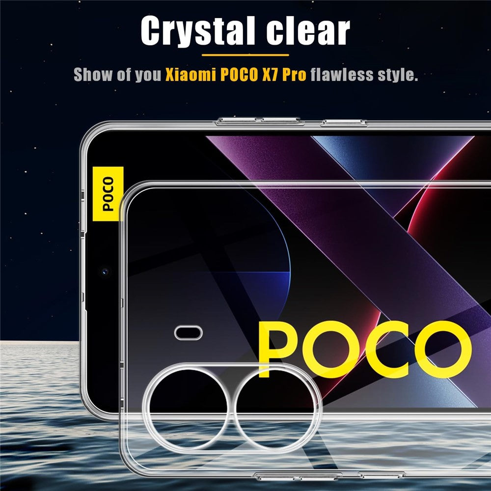 For Xiaomi Poco X7 Pro 5G Case Flexible TPU Phone Cover with 2PCS 2.5D Arc Tempered Glass Film