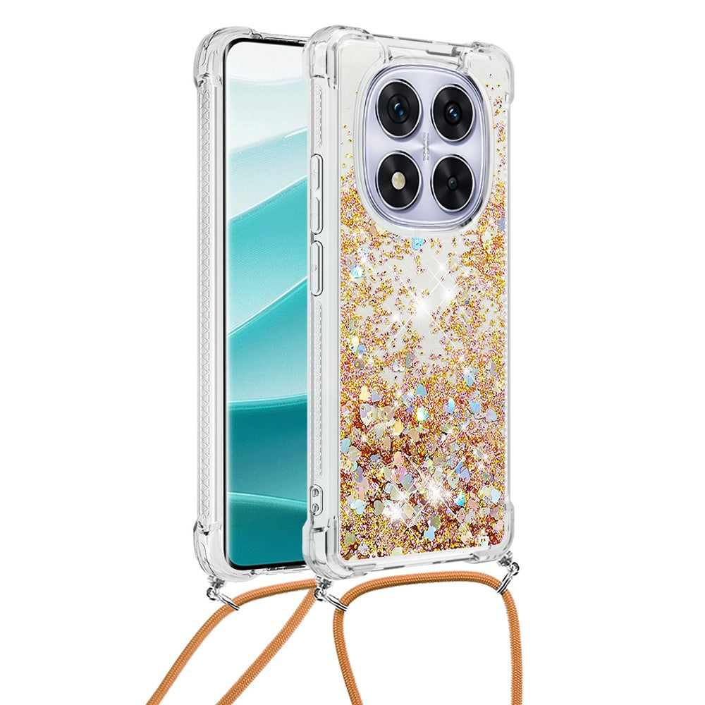 For Xiaomi Poco X7 5G / Xiaomi Redmi Note 14 Pro 5G TPU Case Quicksand Design Phone Cover with Lanyard