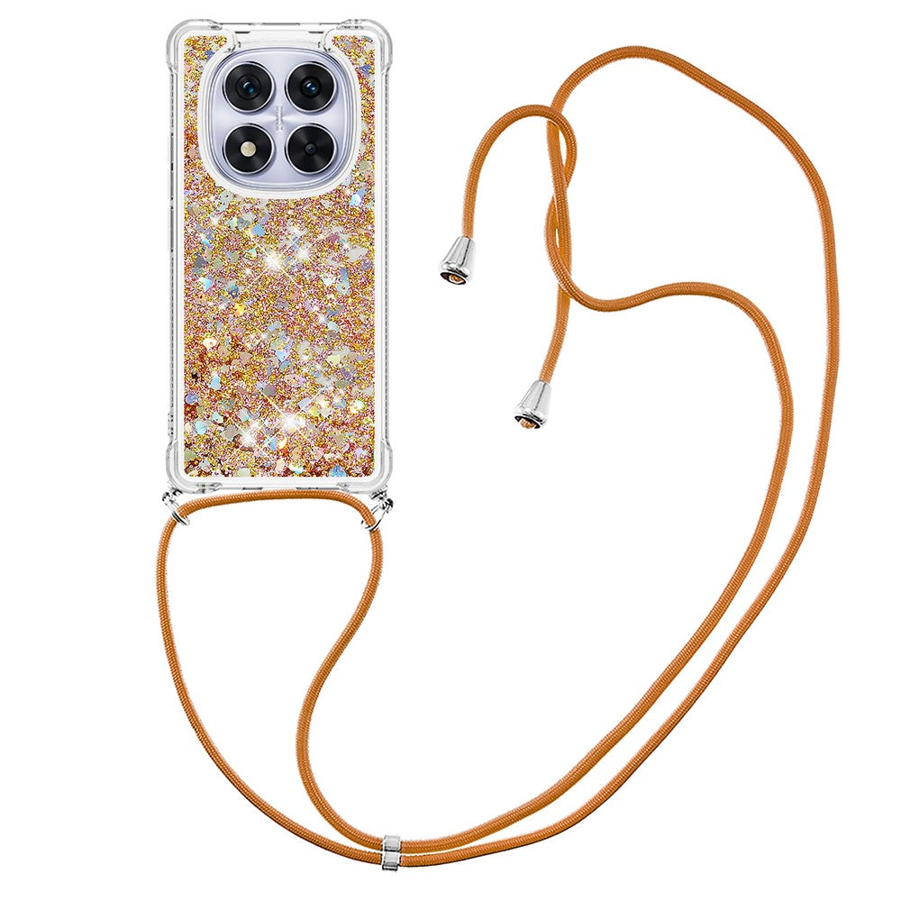 For Xiaomi Poco X7 5G / Xiaomi Redmi Note 14 Pro 5G TPU Case Quicksand Design Phone Cover with Lanyard