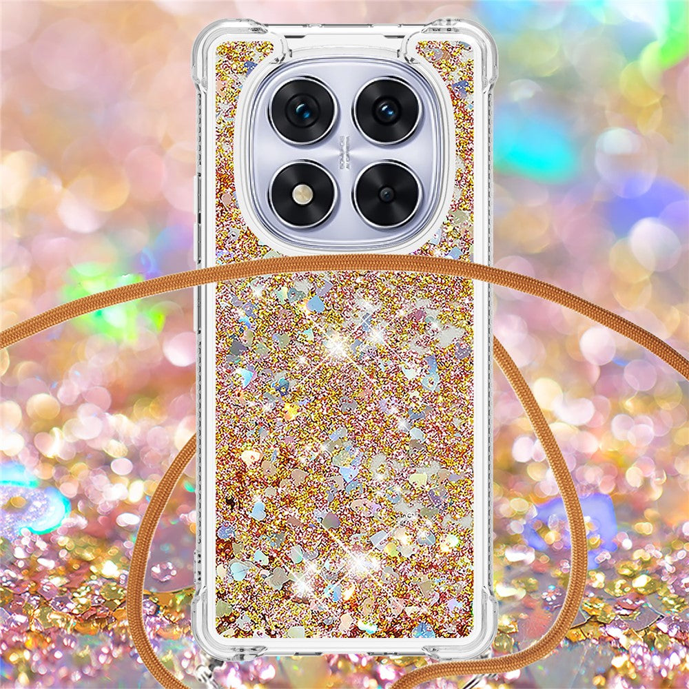 For Xiaomi Poco X7 5G / Xiaomi Redmi Note 14 Pro 5G TPU Case Quicksand Design Phone Cover with Lanyard