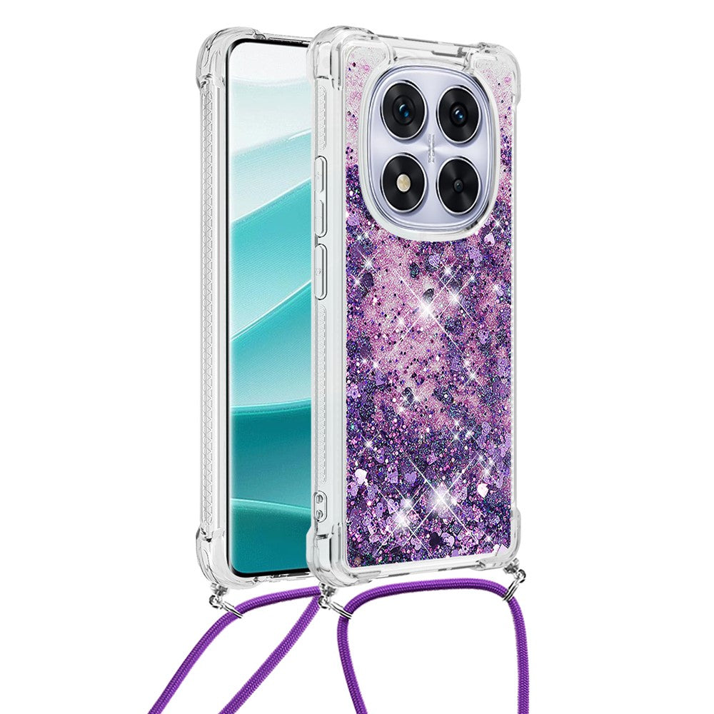 For Xiaomi Poco X7 5G / Xiaomi Redmi Note 14 Pro 5G TPU Case Quicksand Design Phone Cover with Lanyard