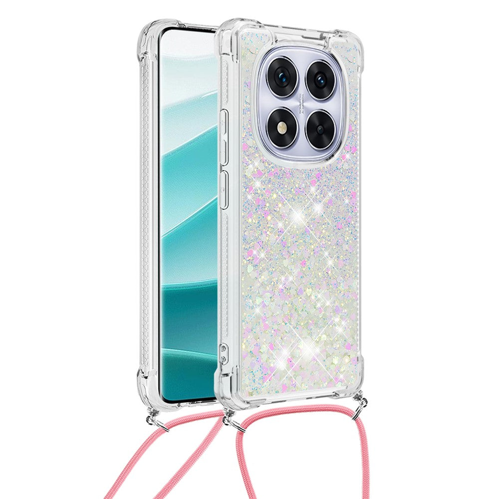For Xiaomi Poco X7 5G / Xiaomi Redmi Note 14 Pro 5G TPU Case Quicksand Design Phone Cover with Lanyard