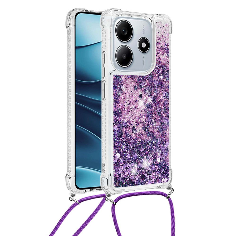 For Xiaomi Redmi Note 14 5G TPU Case Quicksand Design Phone Cover with Lanyard