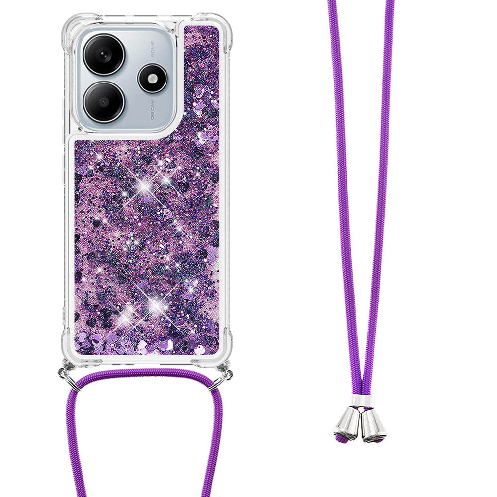 For Xiaomi Redmi Note 14 5G TPU Case Quicksand Design Phone Cover with Lanyard