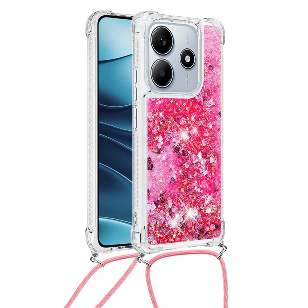 For Xiaomi Redmi Note 14 5G TPU Case Quicksand Design Phone Cover with Lanyard