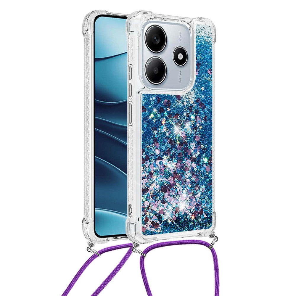 For Xiaomi Redmi Note 14 5G TPU Case Quicksand Design Phone Cover with Lanyard