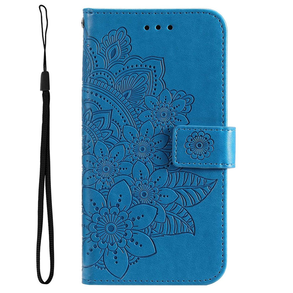 Cell Phone Cover For Oppo Reno8 5G (Global Version), Shockproof PU Leather Flip Wallet Case Flower Imprinting Stand Phone Shell