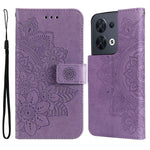 Cell Phone Cover For Oppo Reno8 5G (Global Version), Shockproof PU Leather Flip Wallet Case Flower Imprinting Stand Phone Shell