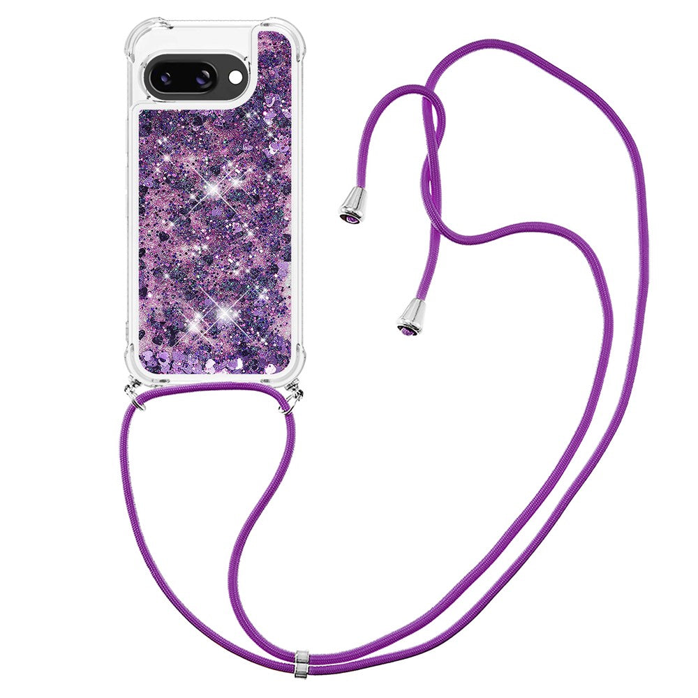 For Google Pixel 9a TPU Case Quicksand Design Phone Cover with Lanyard
