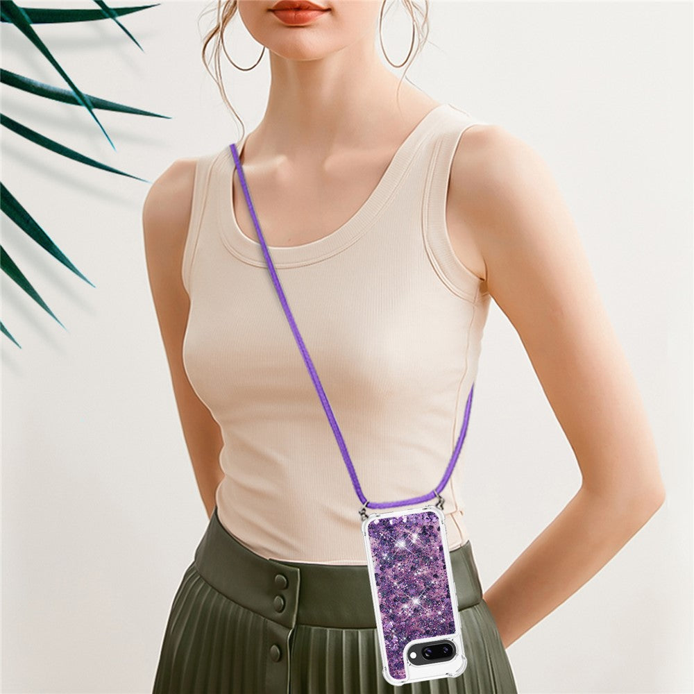 For Google Pixel 9a TPU Case Quicksand Design Phone Cover with Lanyard