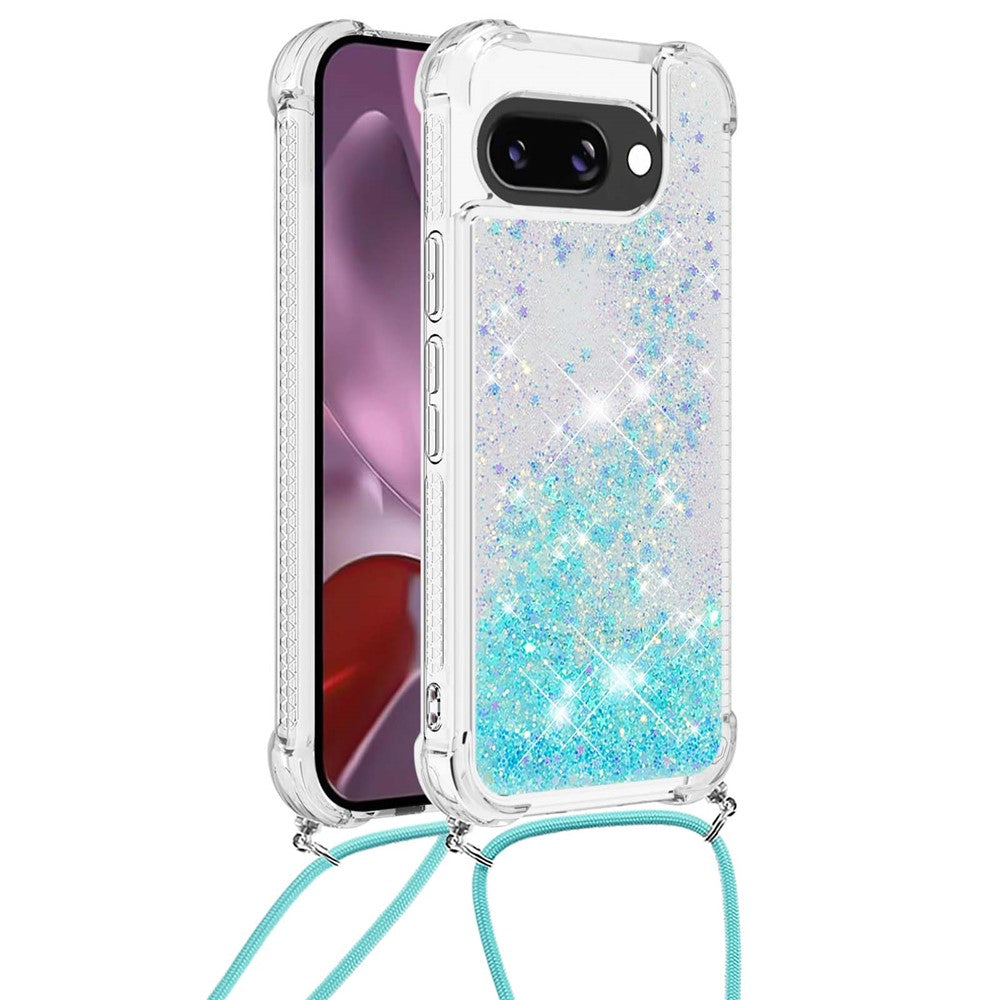 For Google Pixel 9a TPU Case Quicksand Design Phone Cover with Lanyard
