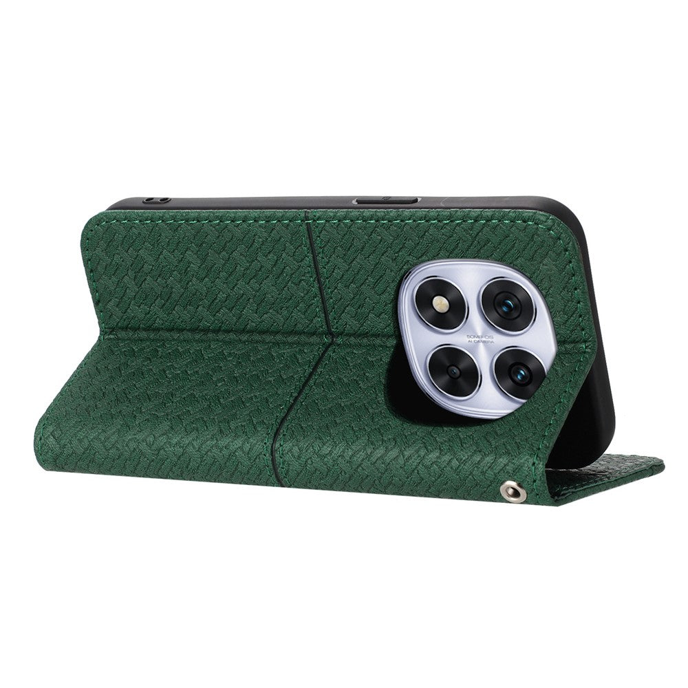 For Xiaomi Redmi Note 14 Pro 4G Case Woven Texture PU Leather Wallet Phone Cover