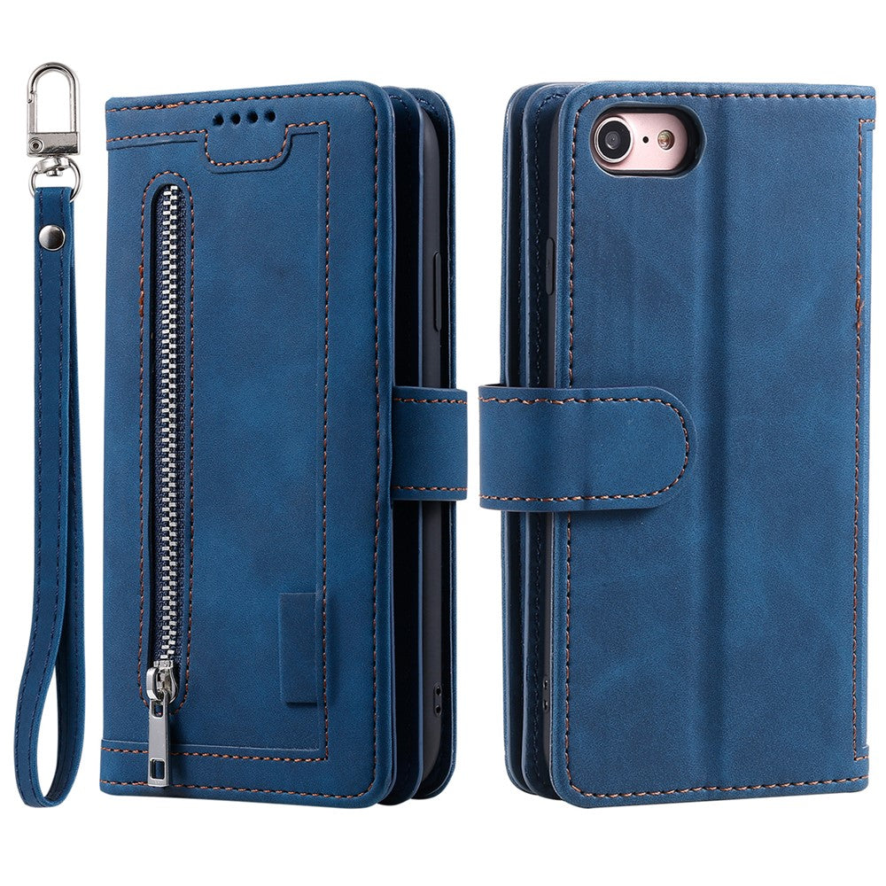 For iPhone 17e / 16e Case PU Leather Phone Cover with Zipper Wallet 9 Card Slots