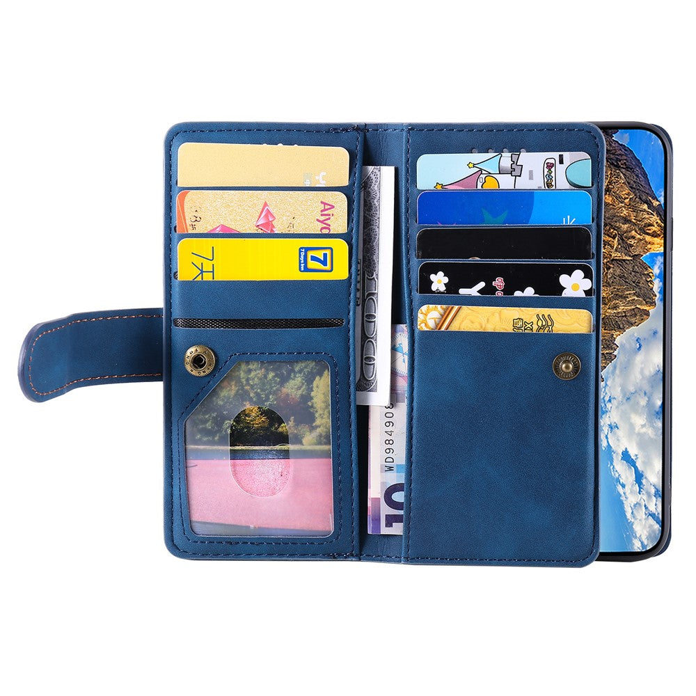 For iPhone 17e / 16e Case PU Leather Phone Cover with Zipper Wallet 9 Card Slots
