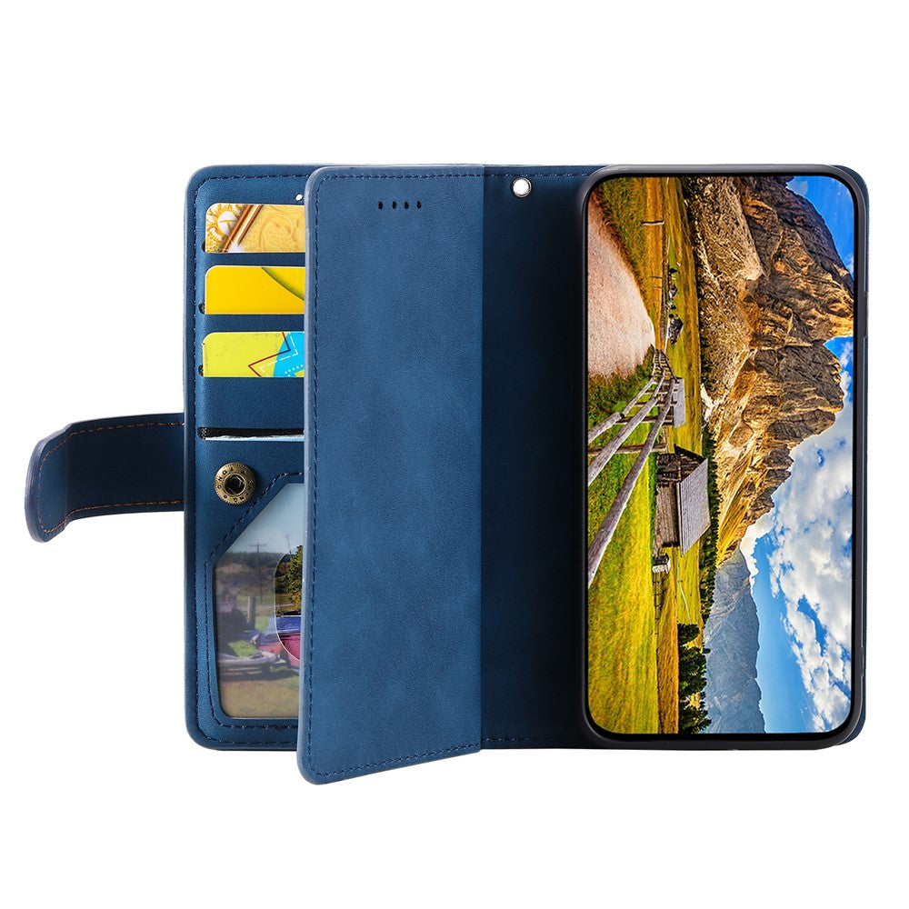 For iPhone 17e / 16e Case PU Leather Phone Cover with Zipper Wallet 9 Card Slots