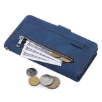 For iPhone 17e / 16e Case PU Leather Phone Cover with Zipper Wallet 9 Card Slots