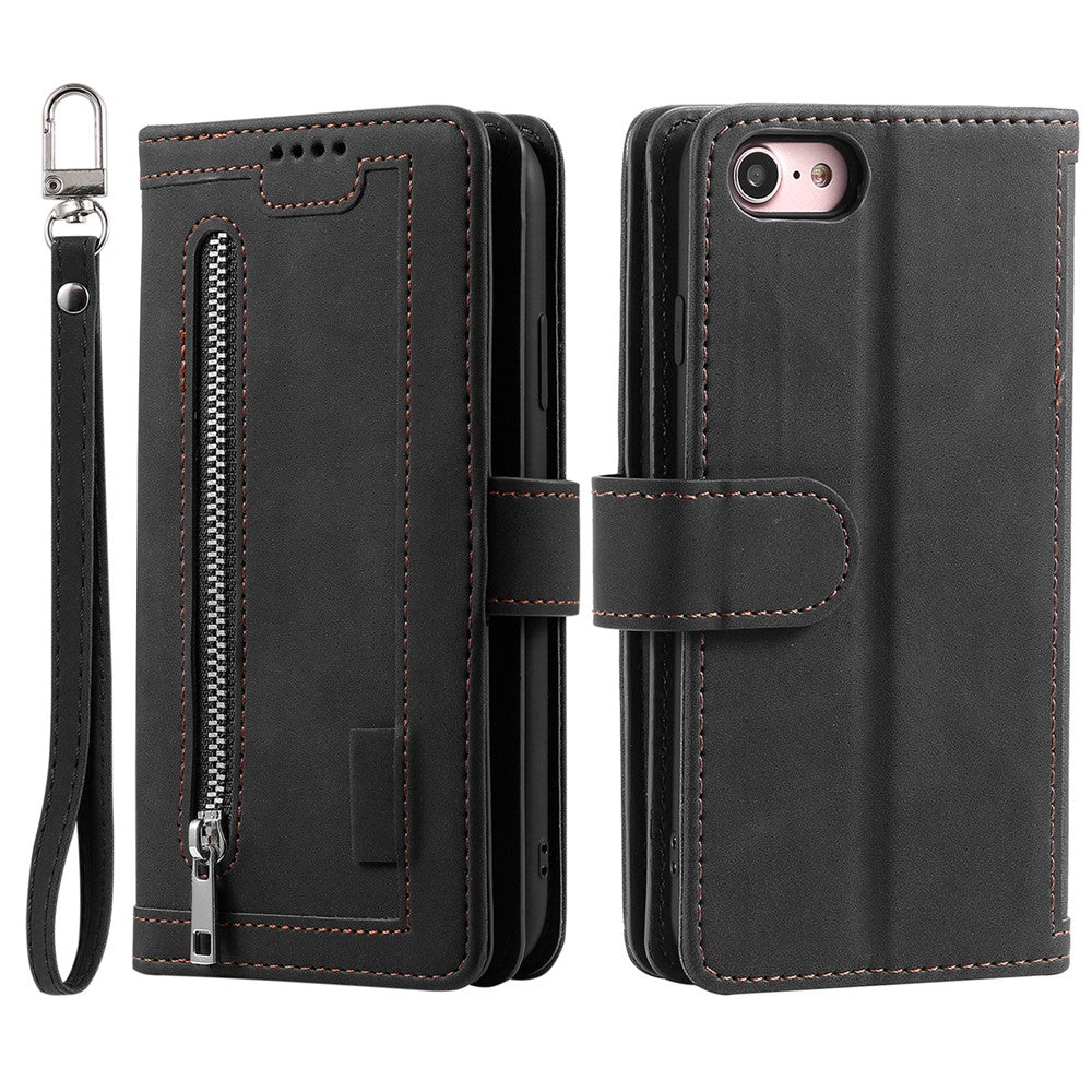 For iPhone 17e / 16e Case PU Leather Phone Cover with Zipper Wallet 9 Card Slots
