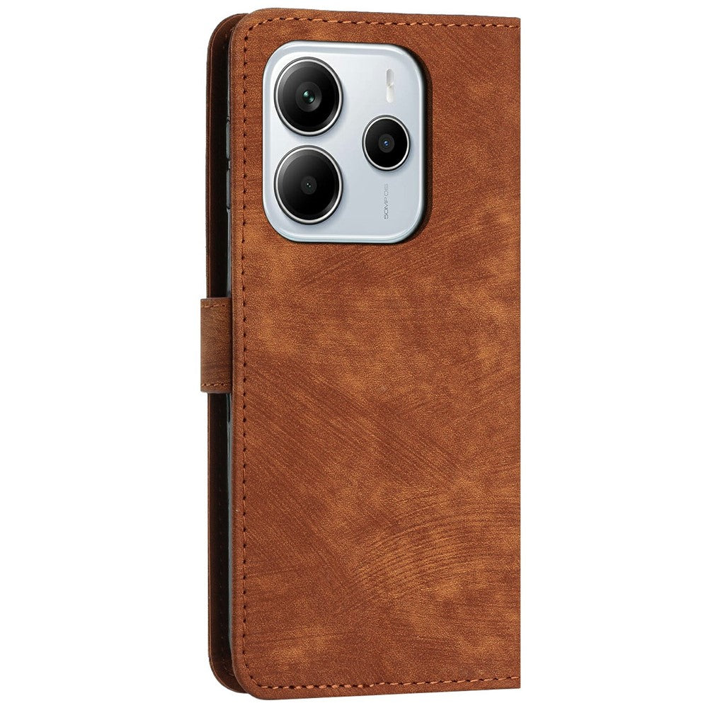 For Xiaomi Redmi Note 14 4G (163.25mm) Case Imprinted Lines Leather Phone Cover with Stand