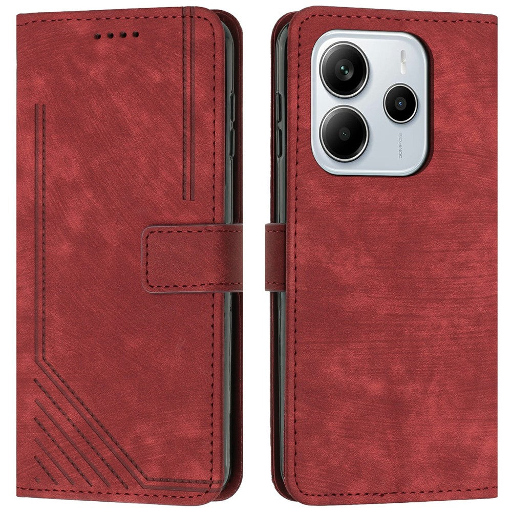 For Xiaomi Redmi Note 14 4G (163.25mm) Case Imprinted Lines Leather Phone Cover with Stand