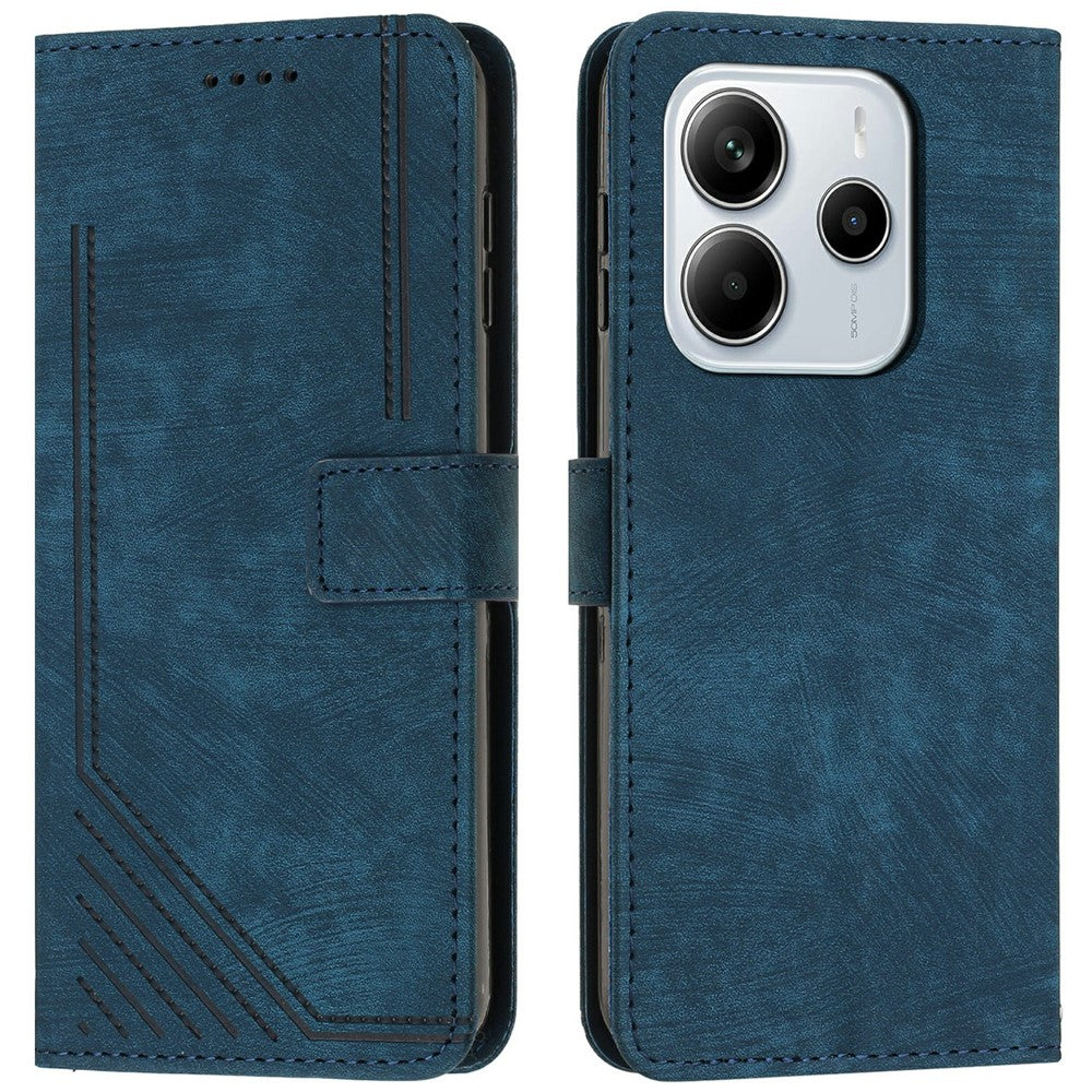 For Xiaomi Redmi Note 14 4G (163.25mm) Case Imprinted Lines Leather Phone Cover with Stand