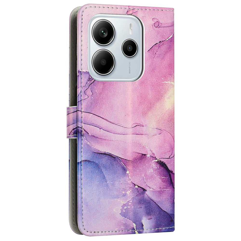 Stand Case for Xiaomi Redmi Note 14 4G (163.25mm) Marble Pattern PU Leather Wallet Phone Cover