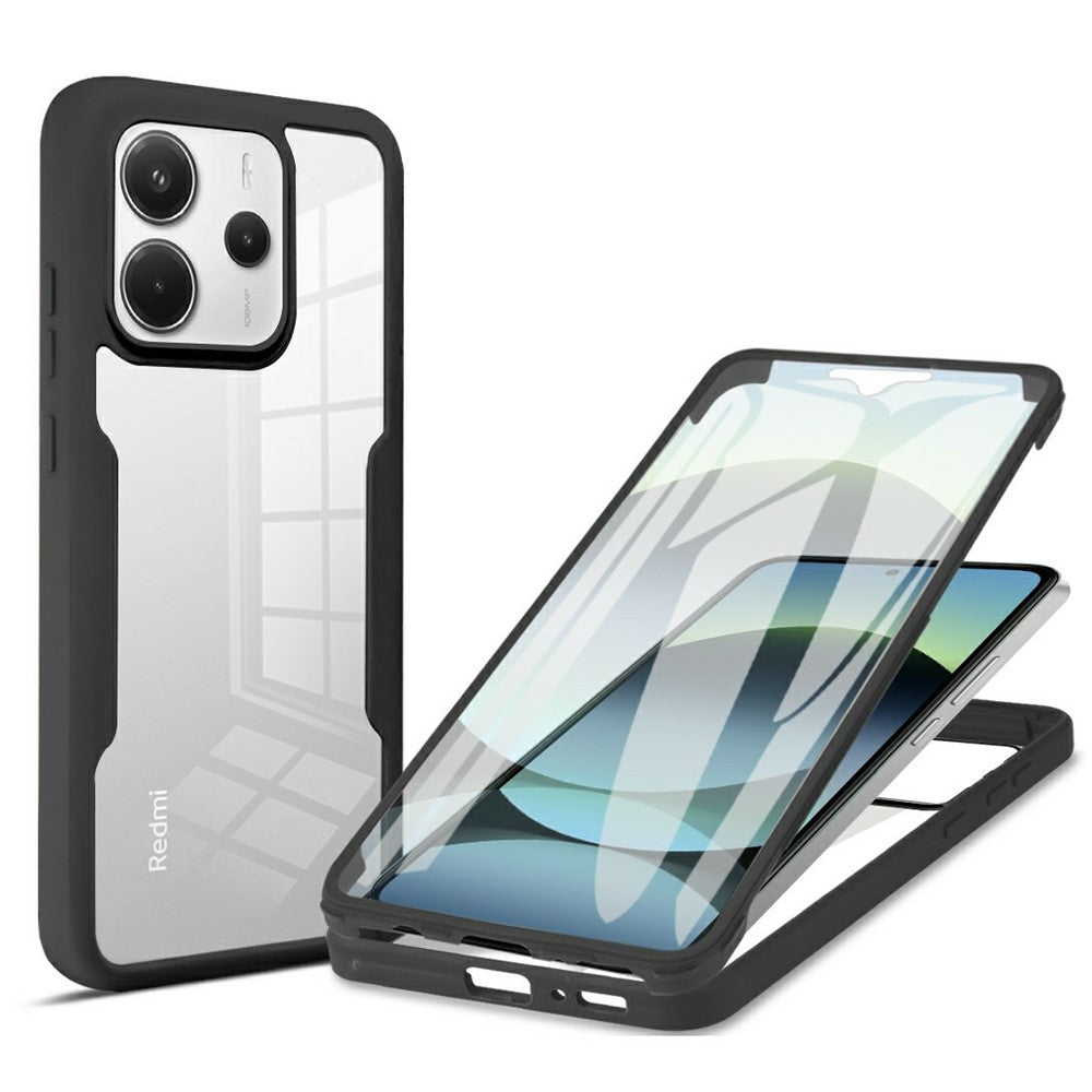 Xiaomi Redmi Note 14 4G (163,25 mm) skal akryl + genomskinligt TPU-skal med PET-skärmfilm