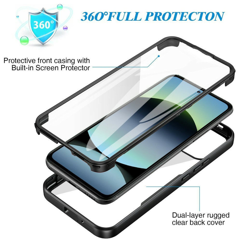 Xiaomi Redmi Note 14 4G (163,25 mm) skal akryl + genomskinligt TPU-skal med PET-skärmfilm