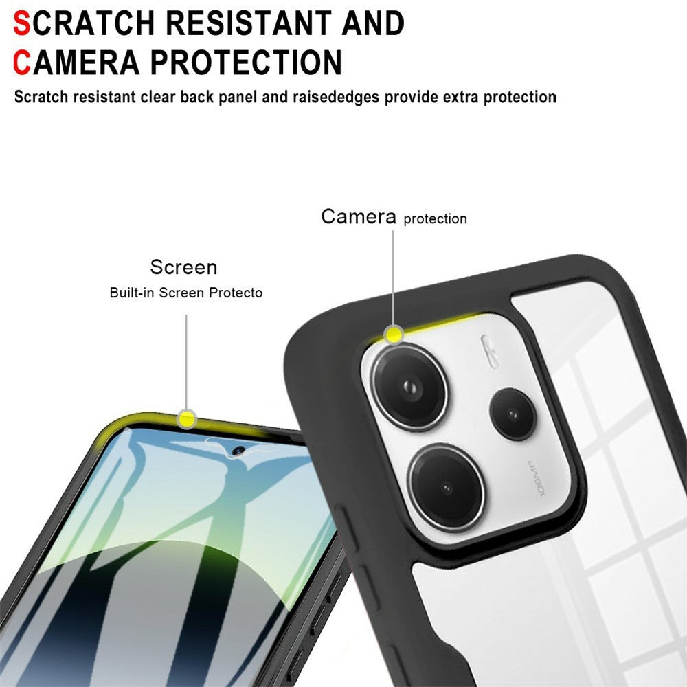 Xiaomi Redmi Note 14 4G (163,25 mm) skal akryl + genomskinligt TPU-skal med PET-skärmfilm