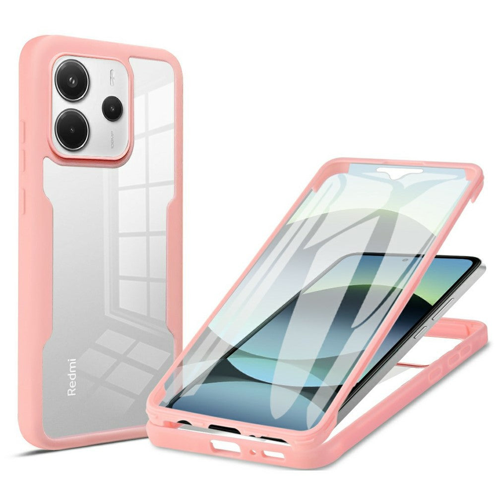 Xiaomi Redmi Note 14 4G (163,25 mm) skal akryl + genomskinligt TPU-skal med PET-skärmfilm