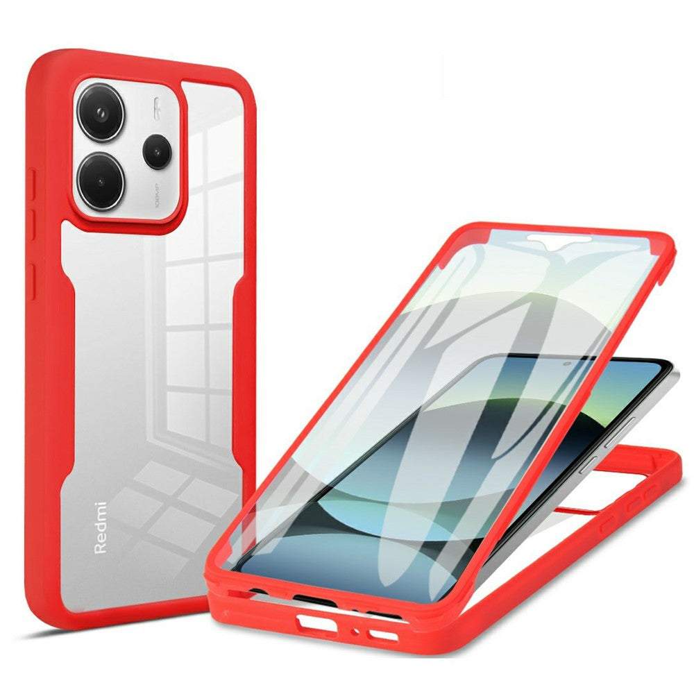 Xiaomi Redmi Note 14 4G (163,25 mm) skal akryl + genomskinligt TPU-skal med PET-skärmfilm