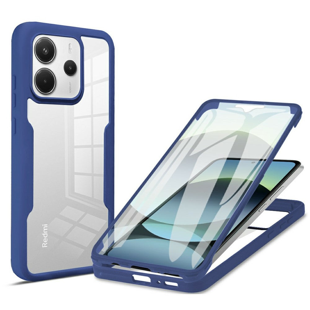 Xiaomi Redmi Note 14 4G (163,25 mm) skal akryl + genomskinligt TPU-skal med PET-skärmfilm