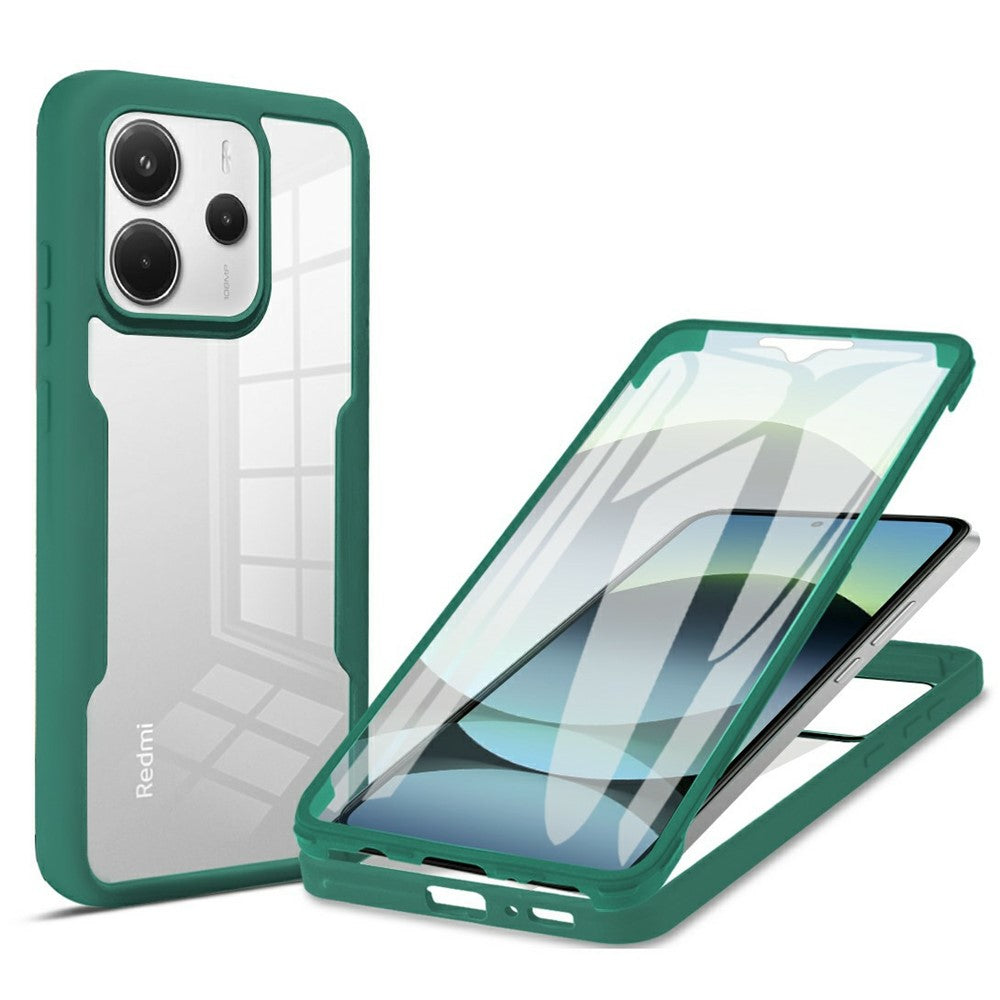 Xiaomi Redmi Note 14 4G (163,25 mm) skal akryl + genomskinligt TPU-skal med PET-skärmfilm