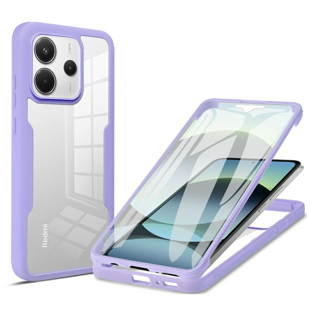 Xiaomi Redmi Note 14 4G (163,25 mm) skal akryl + genomskinligt TPU-skal med PET-skärmfilm