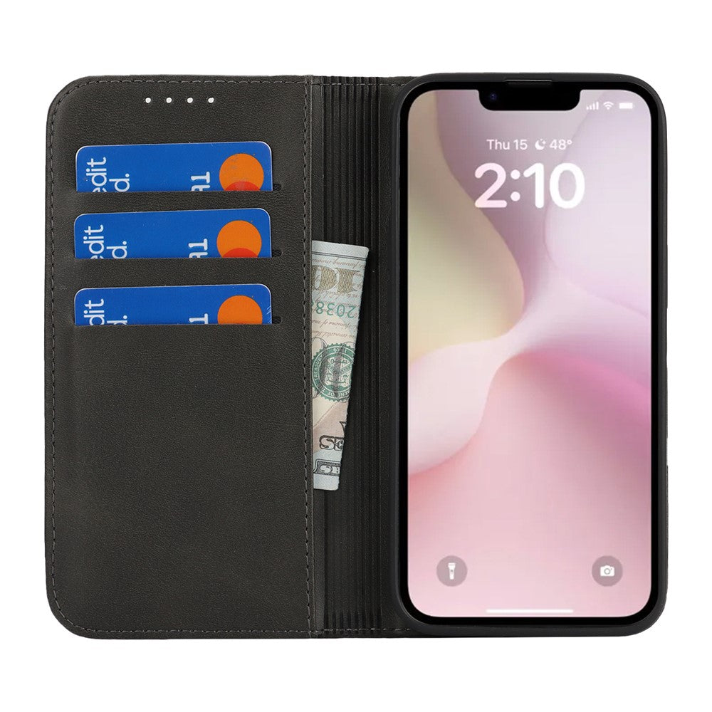 For iPhone 17th / 16th Case PU Leather Calf Textured Magnetic Closing Smart Phone Cover