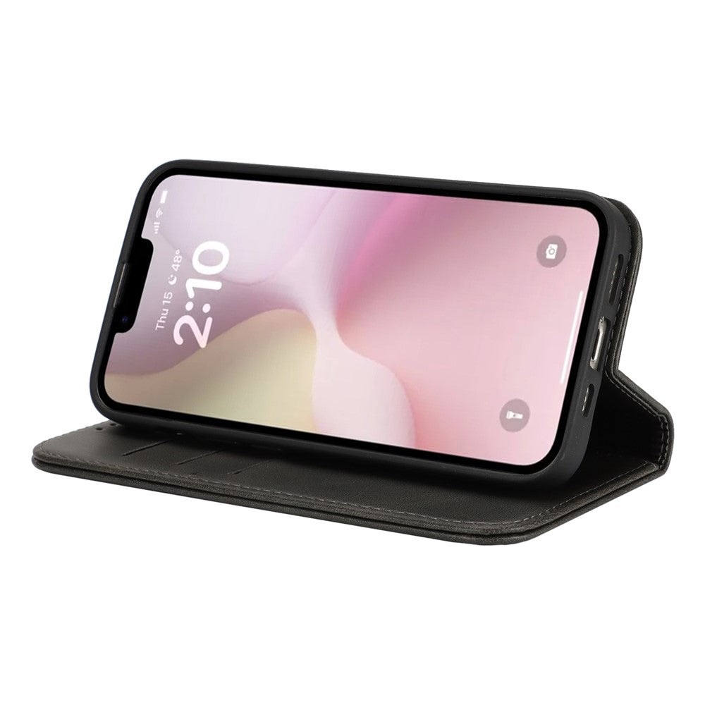For iPhone 17th / 16th Case PU Leather Calf Textured Magnetic Closing Smart Phone Cover
