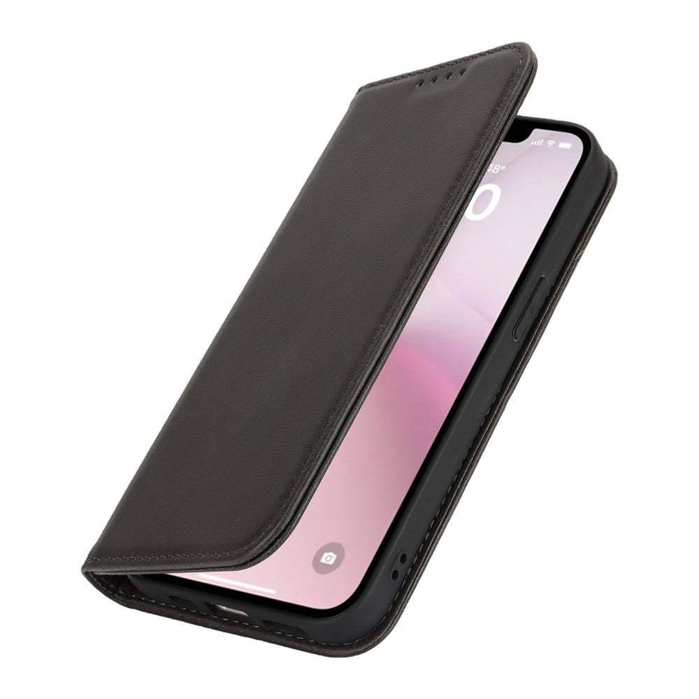 For iPhone 17th / 16th Case PU Leather Calf Textured Magnetic Closing Smart Phone Cover