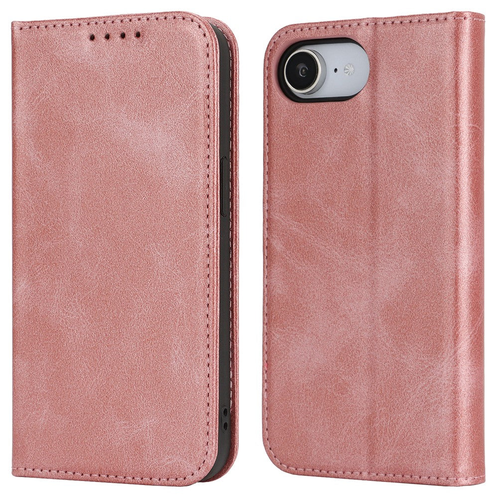 For iPhone 17th / 16th Case PU Leather Calf Textured Magnetic Closing Smart Phone Cover
