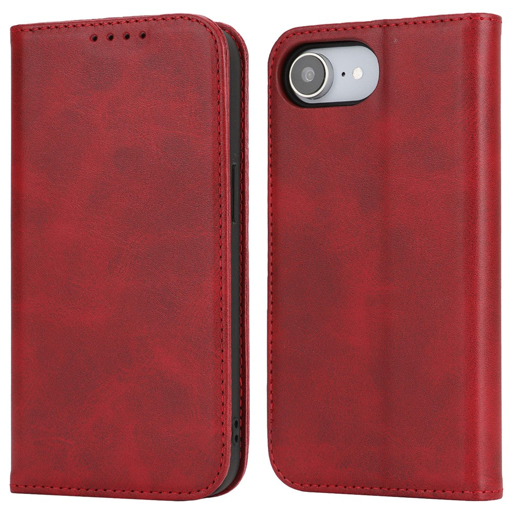 For iPhone 17th / 16th Case PU Leather Calf Textured Magnetic Closing Smart Phone Cover
