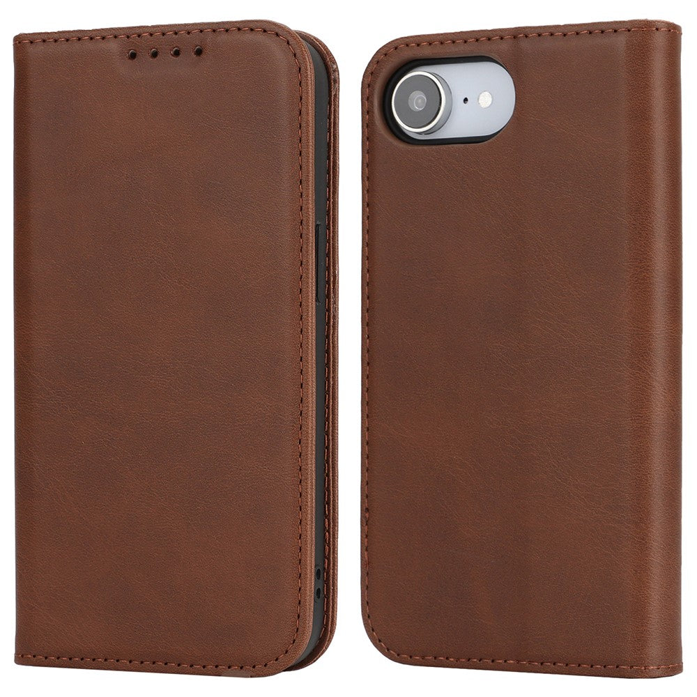 For iPhone 17th / 16th Case PU Leather Calf Textured Magnetic Closing Smart Phone Cover