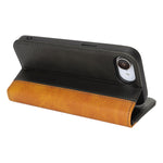 Til iPhone 17e / 16e cover Kalvetekstur 3 kortpladser Farvefletning læder telefoncover