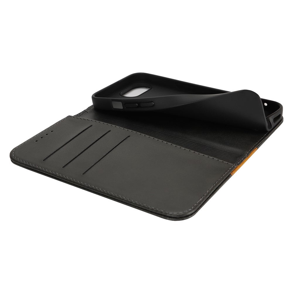 Til iPhone 17e / 16e cover Kalvetekstur 3 kortpladser Farvefletning læder telefoncover