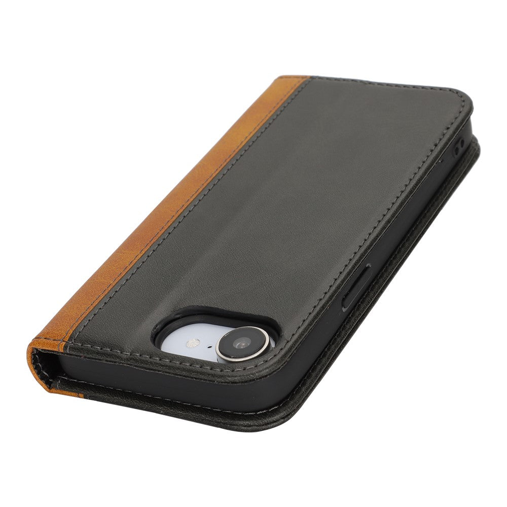 Til iPhone 17e / 16e cover Kalvetekstur 3 kortpladser Farvefletning læder telefoncover