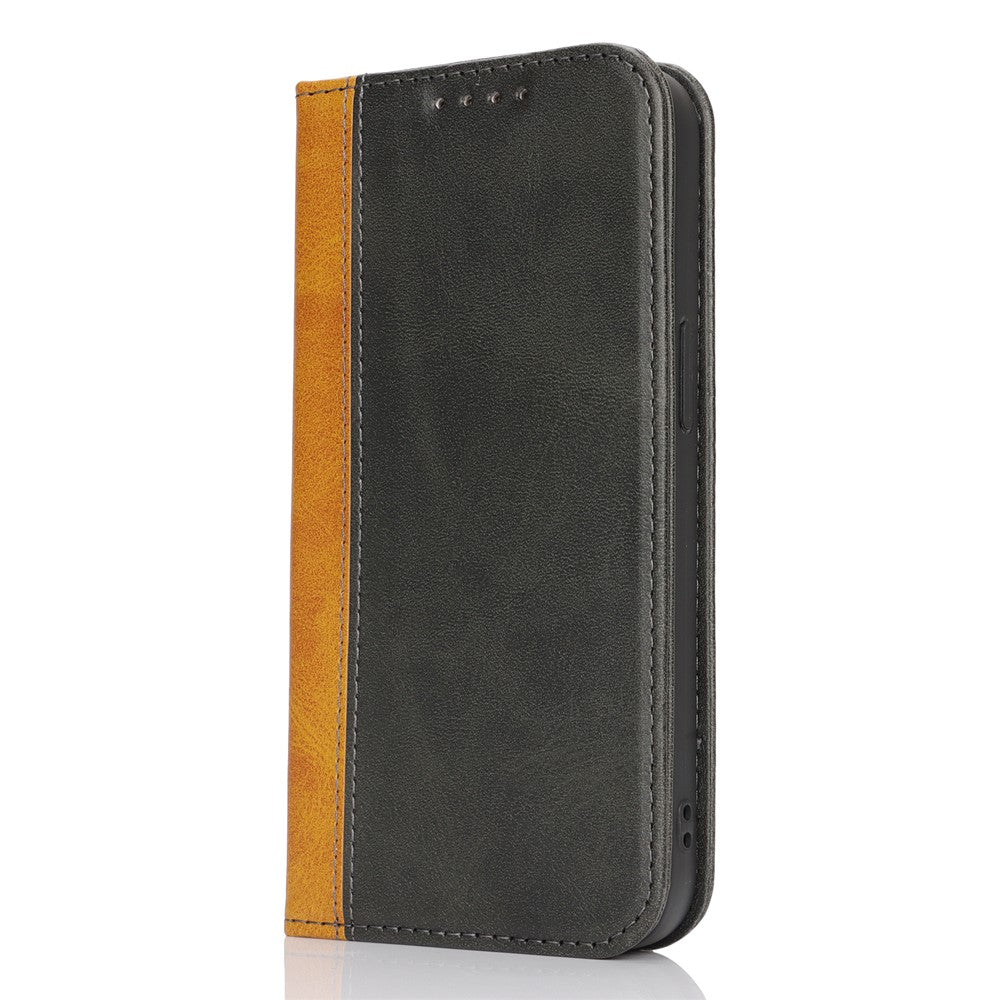 Til iPhone 17e / 16e cover Kalvetekstur 3 kortpladser Farvefletning læder telefoncover
