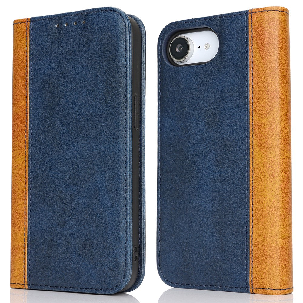 Til iPhone 17e / 16e cover Kalvetekstur 3 kortpladser Farvefletning læder telefoncover