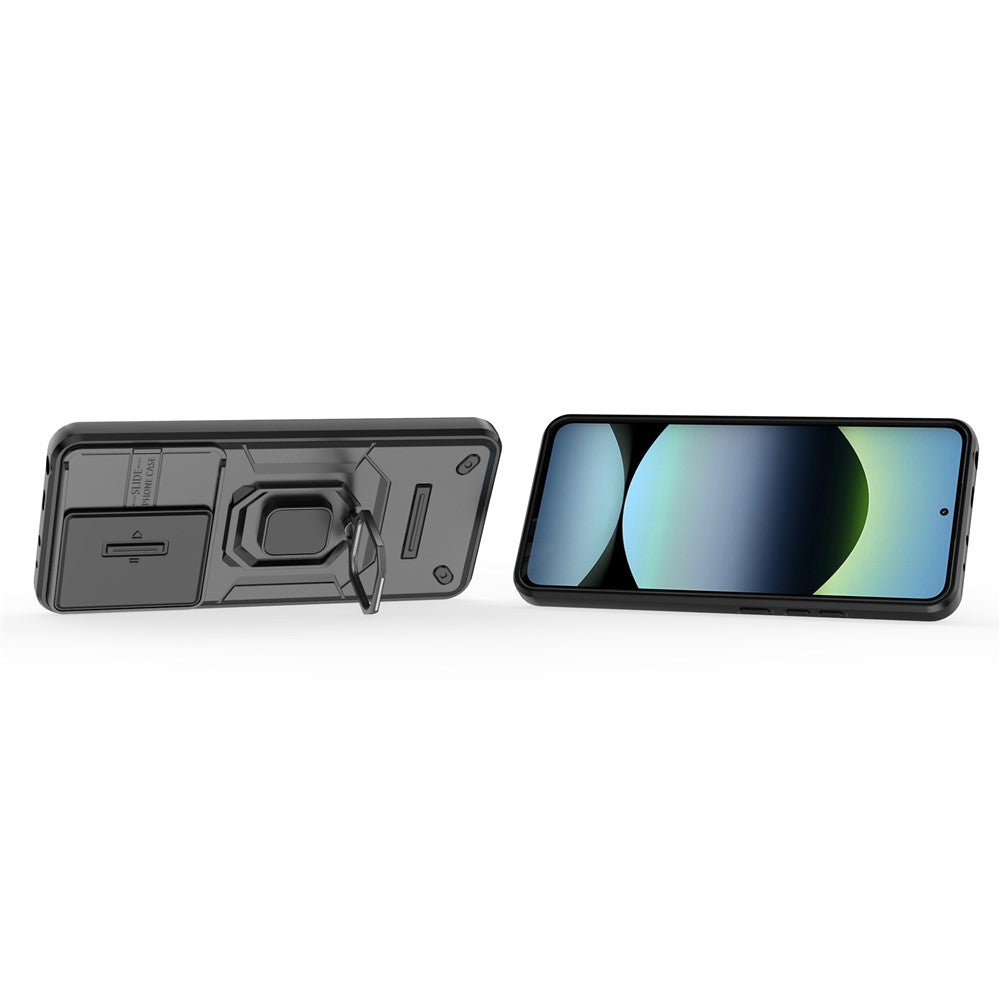 For Xiaomi Redmi Note 14 4G (163.25mm) Case PC + TPU Kickstand Phone Protector with Lens Cover