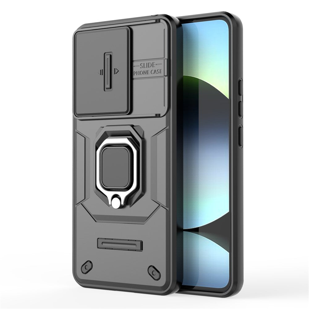 For Xiaomi Redmi Note 14 4G (163.25mm) Case PC + TPU Kickstand Phone Protector with Lens Cover